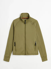 Funktionsjackor Siv med huva och Rut med krage, i stretchigt material för rörelsefrihet. Justerbar nederkant och praktiska fickor, tillgängliga i flera färger.