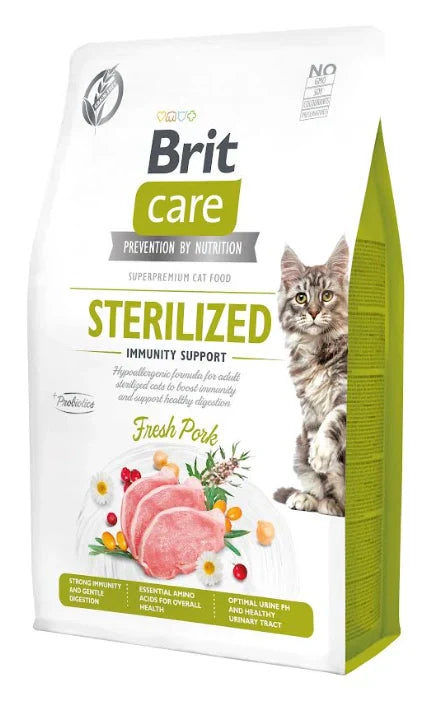 Brit Care Grain Free Cat Sterilized Immunity Support Fresh Pork 2kg