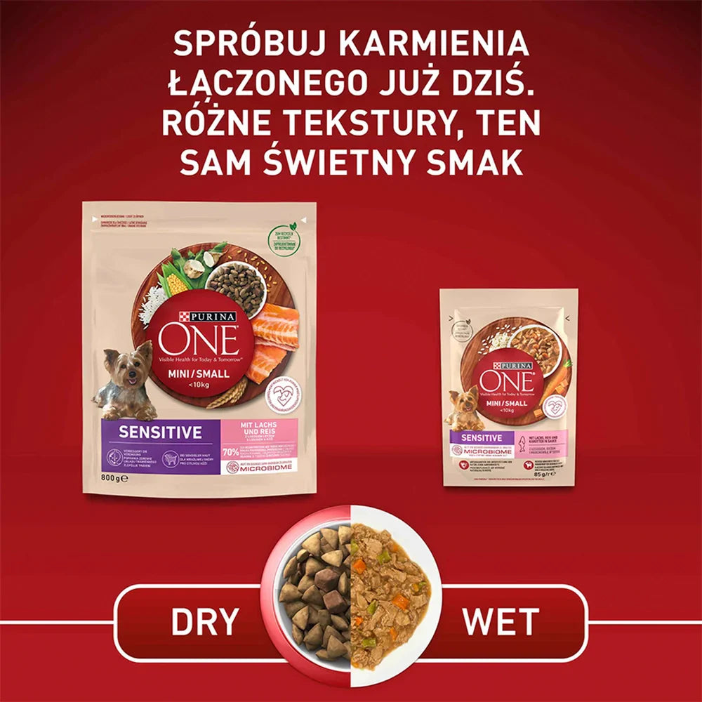 PURINA ONE Mini Delicate Lax & ris 800 g