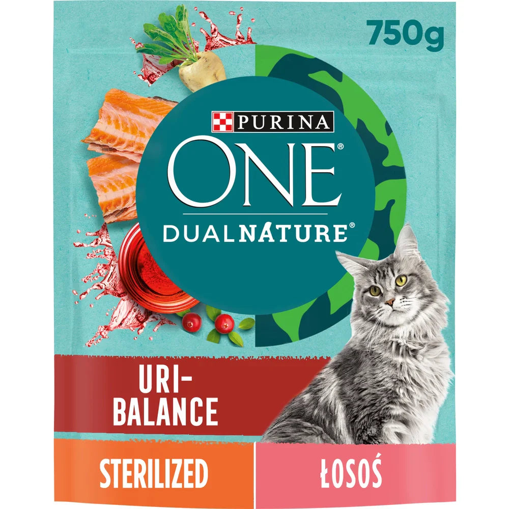 PURINA One Dual Nature Sterilized Lax & tranbär 750 g