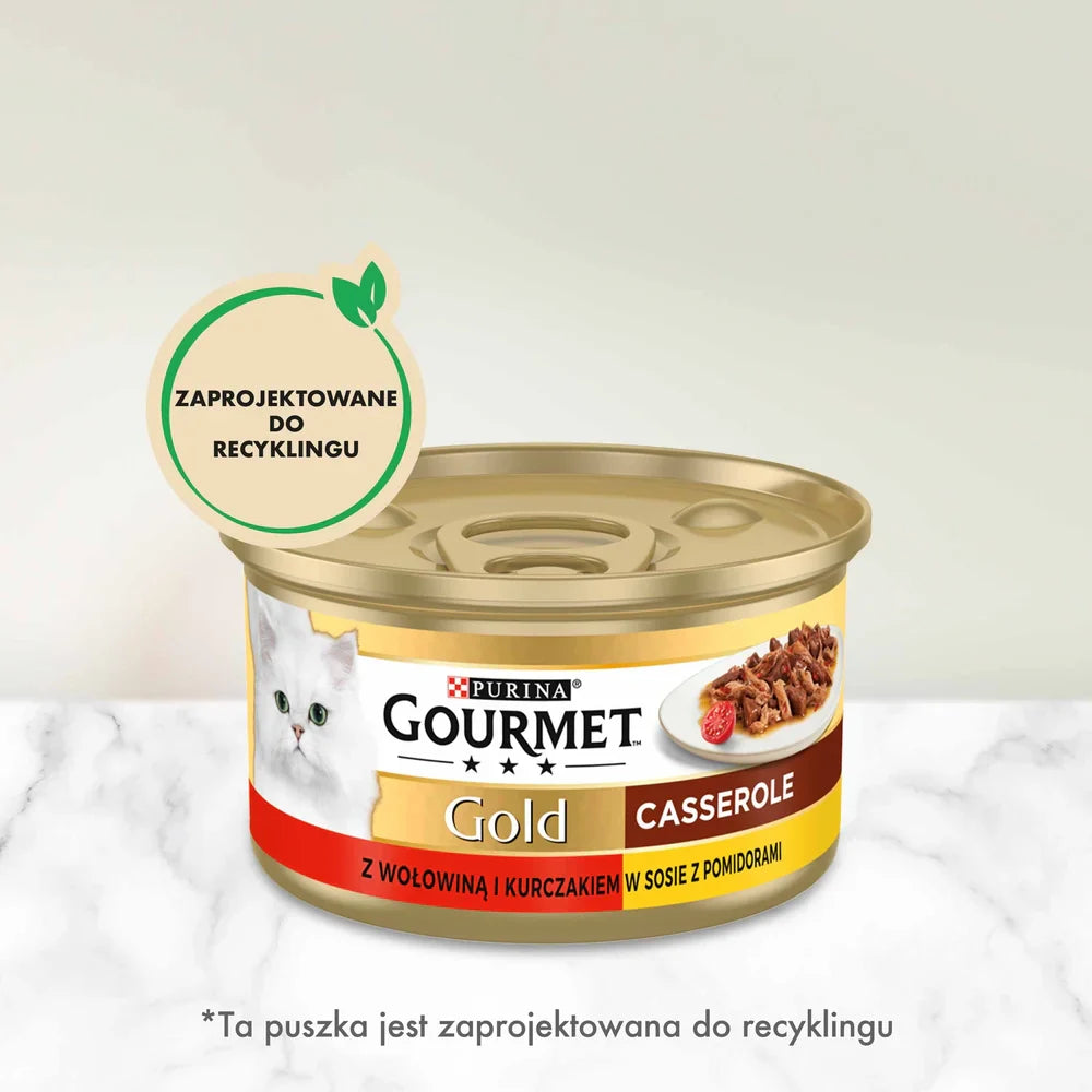 Purina Gourmet Gold med nötkött och kyckling i sås med tomater 85g