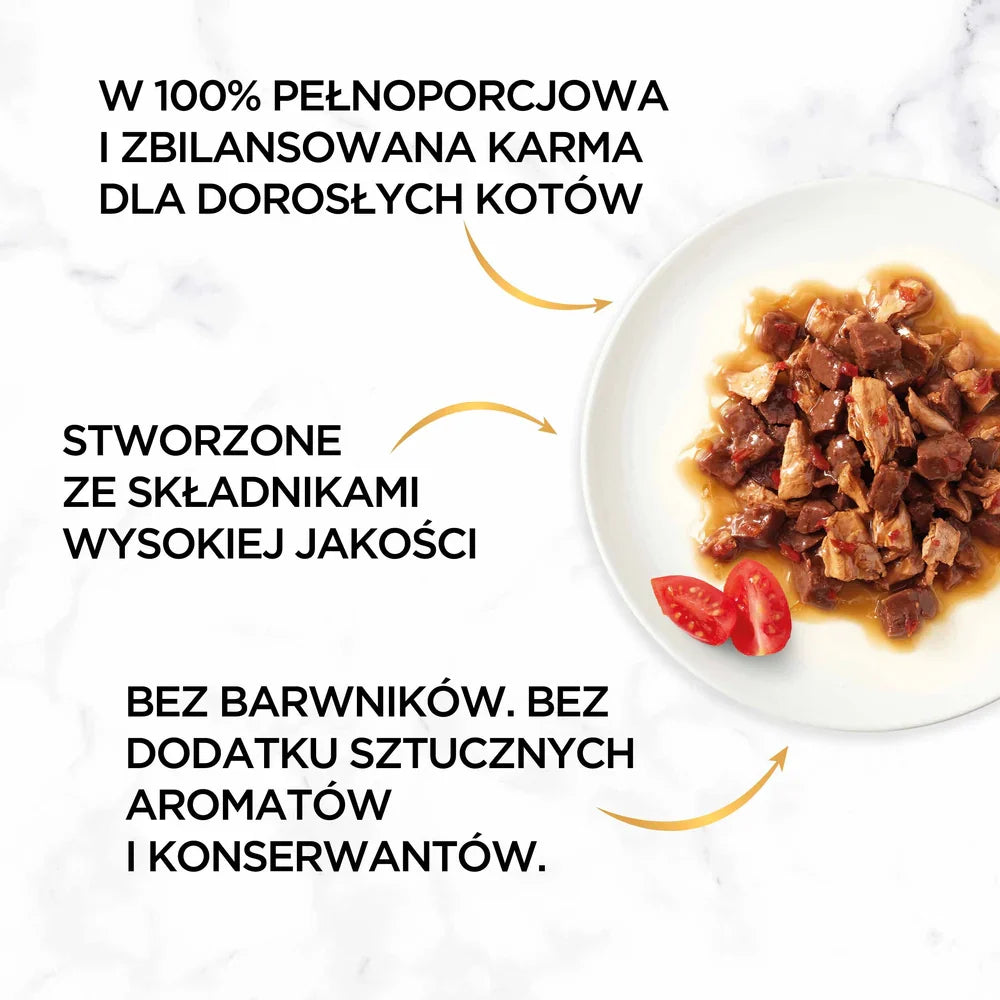Purina Gourmet Gold med nötkött och kyckling i sås med tomater 85g