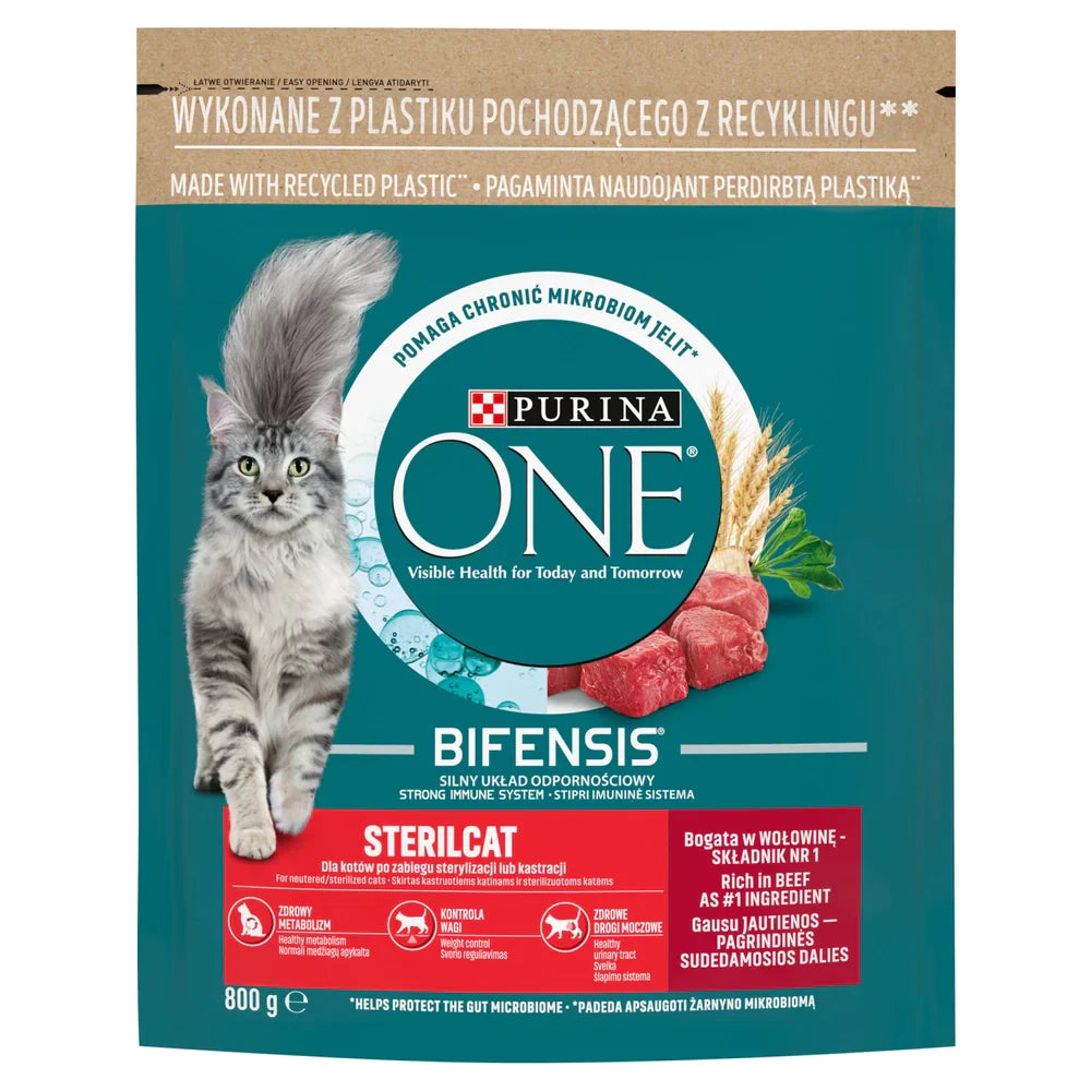Purina One Cat Sterilcat Torrfoder med nötkött för katt 800g