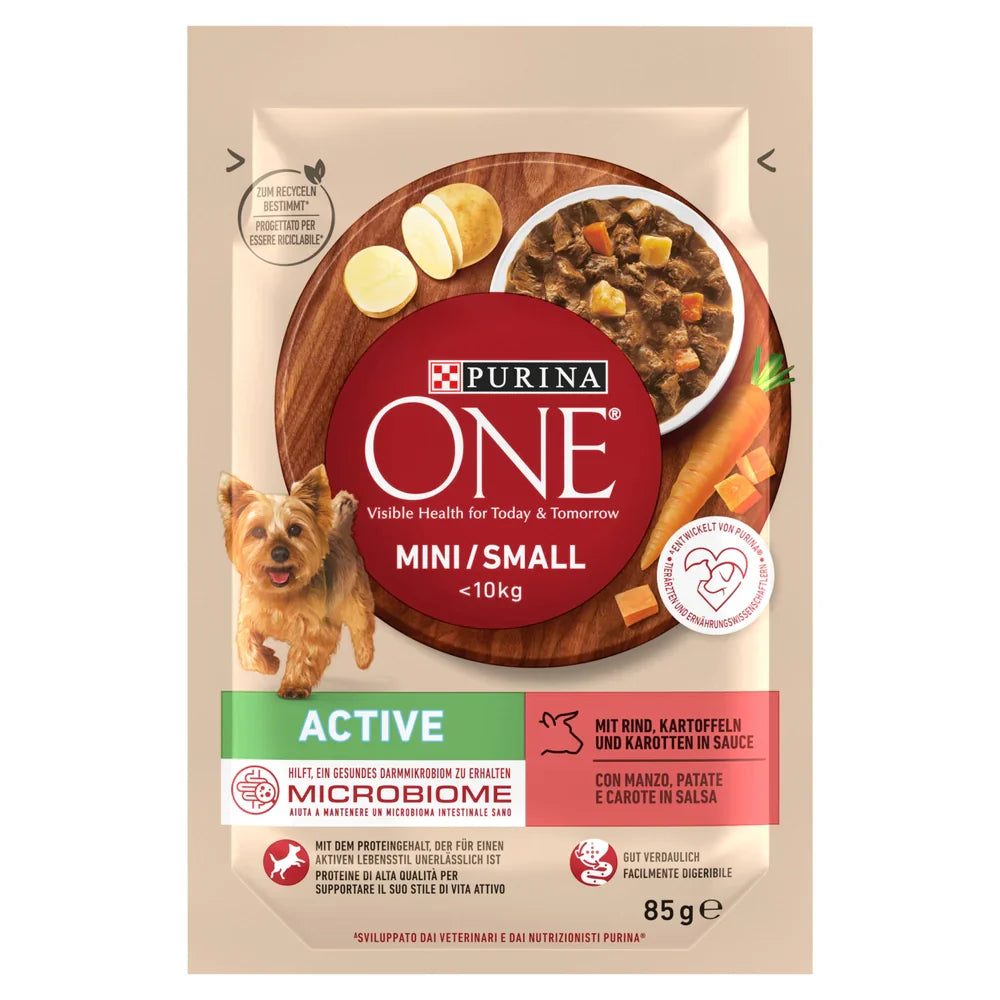 PURINA ONE Mini Active med nötkött & morötter 85 g